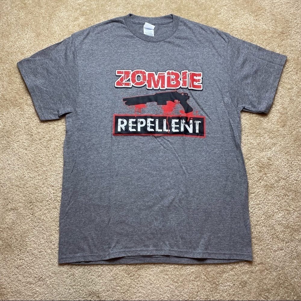 Women’s Gray Short Sleeve Zombie Repellent Tee LG